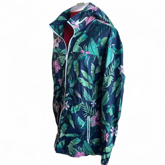 Old Navy Tropical Orchid Print Windbreaker Zip Up Jacket With Hood - Picture 6 of 7